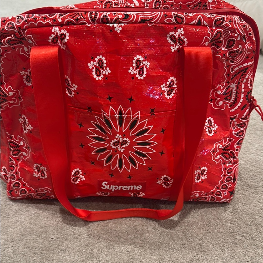 Supreme Red bandana duffle Paisley tote Bag small